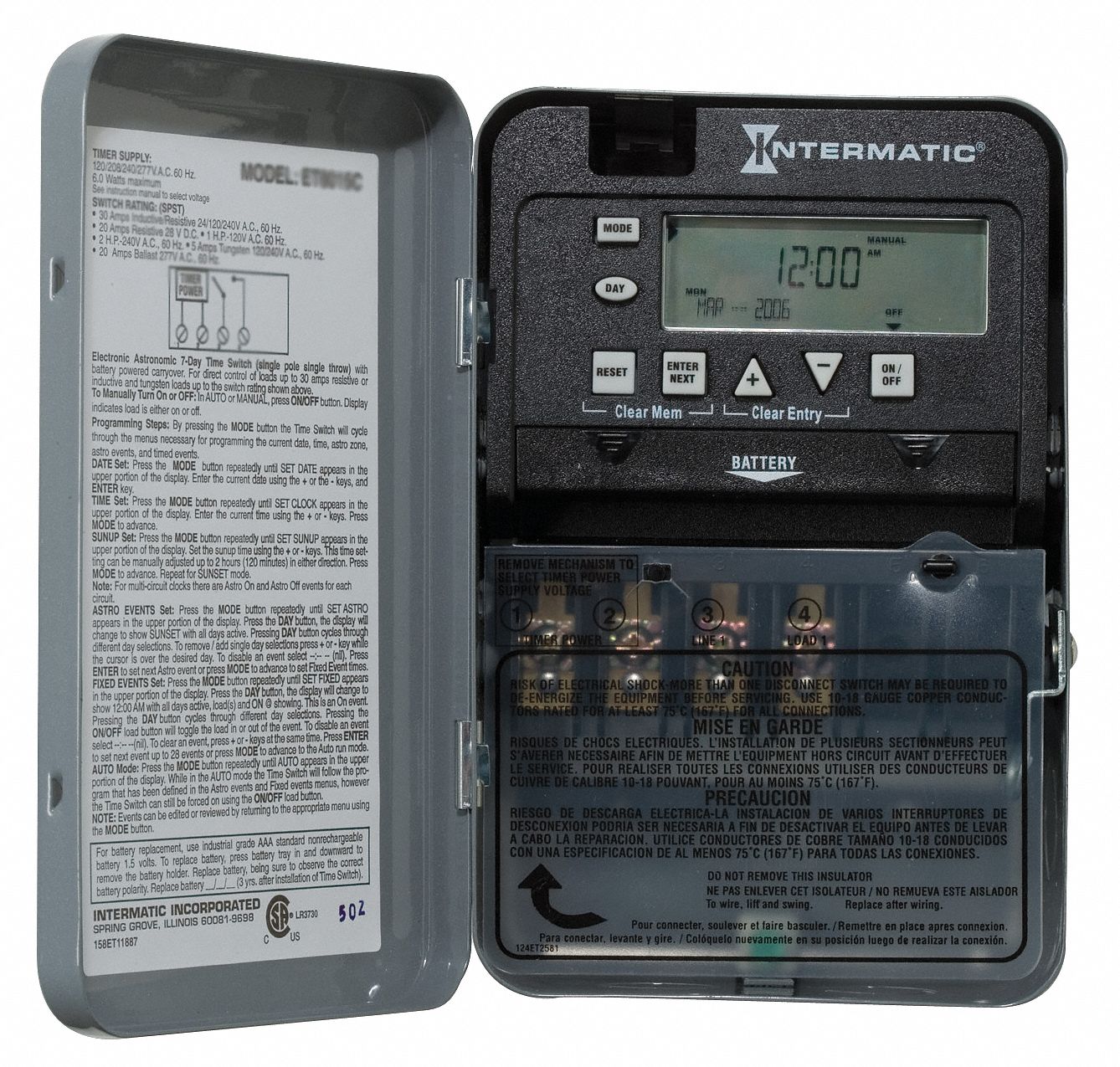 Elect Timer, 7Day, NEMA3R, 30A, 1Ch, Steel