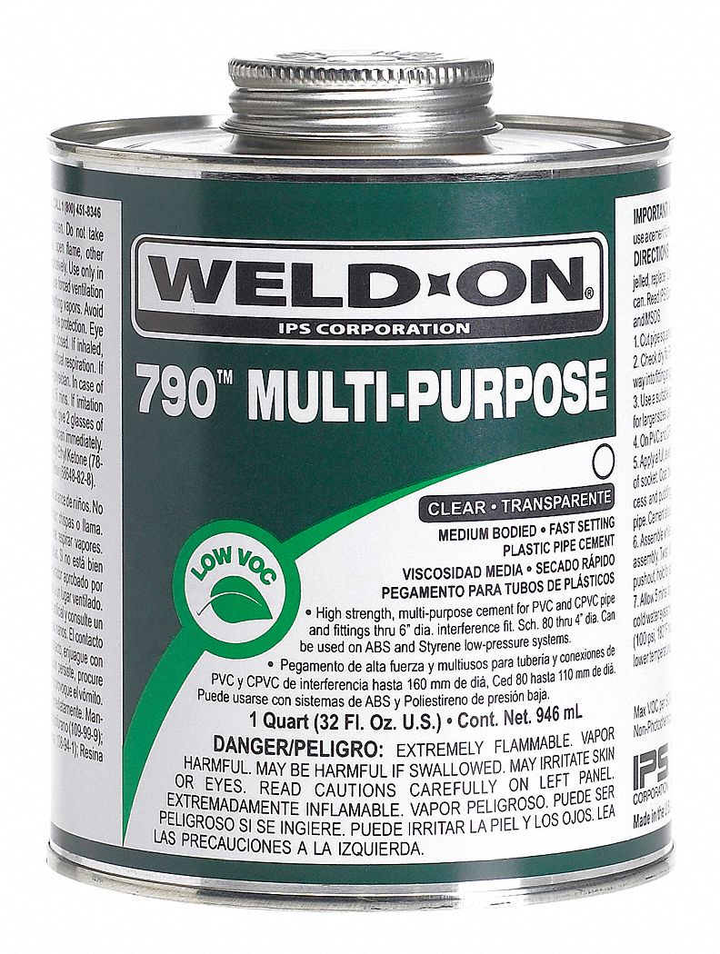 Pipe Cement, Clear, 8 Oz, PVC