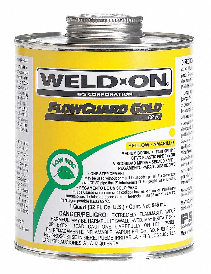 Pipe Cement, Yellow, 32 Oz, CPVC