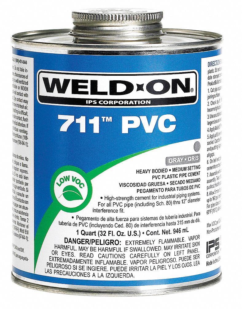 Pipe Cement, Gray, 32 Oz, PVC
