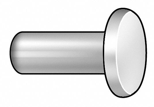 Rivet, Flat, 1/8 Dia, 3/16 In L, PK250