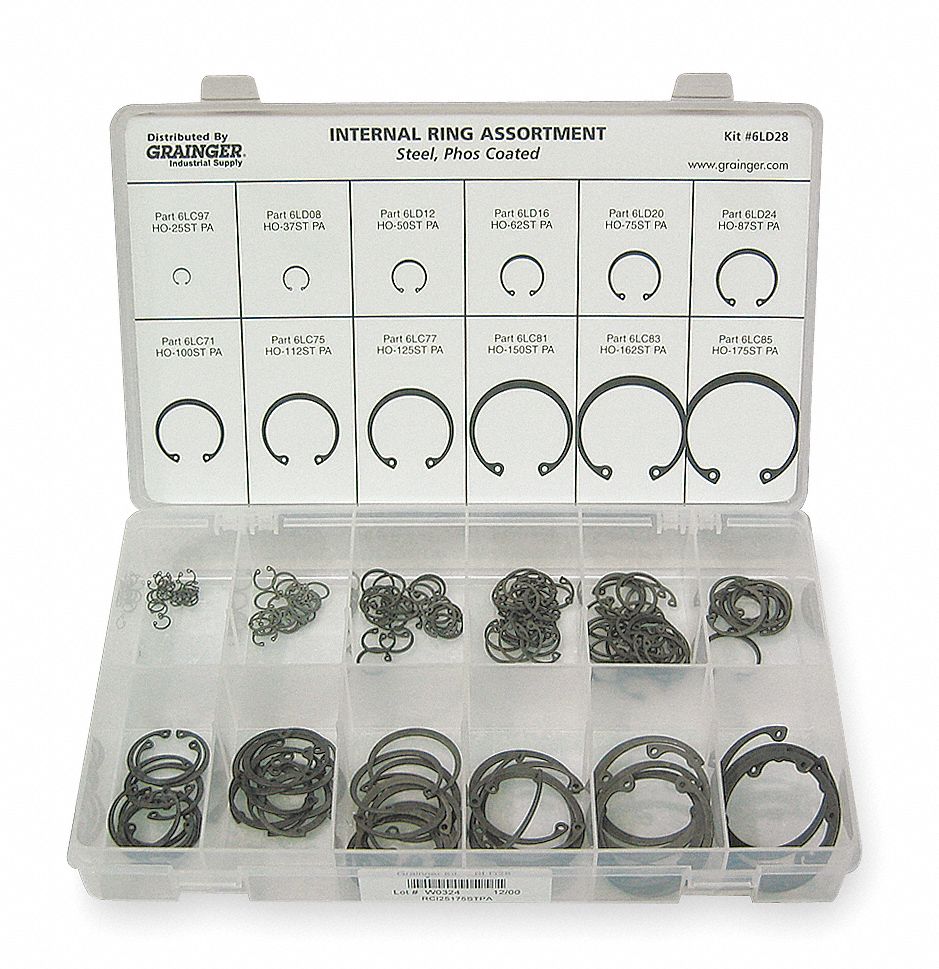 Int Retain Ring Asst, 180 Pc, 12 Szs