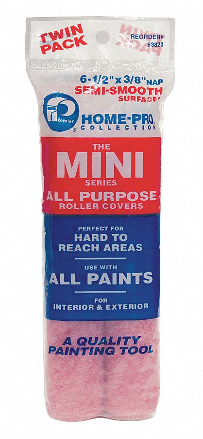 Mini Paint Roller Cover, 6-1/2 In, PK 2