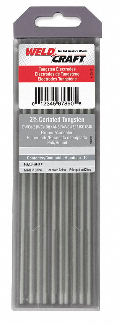 Tungsten Electrode, Ceriated, PK 10