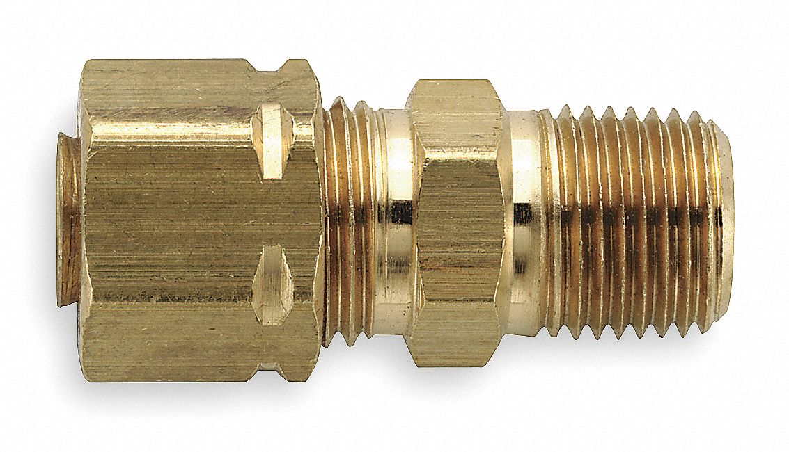 Male Connect, 3/8 In, Tube/MNPT, Brass, PK25