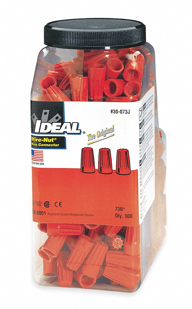Wire Connector Nut, 73B, Orange, PK 300