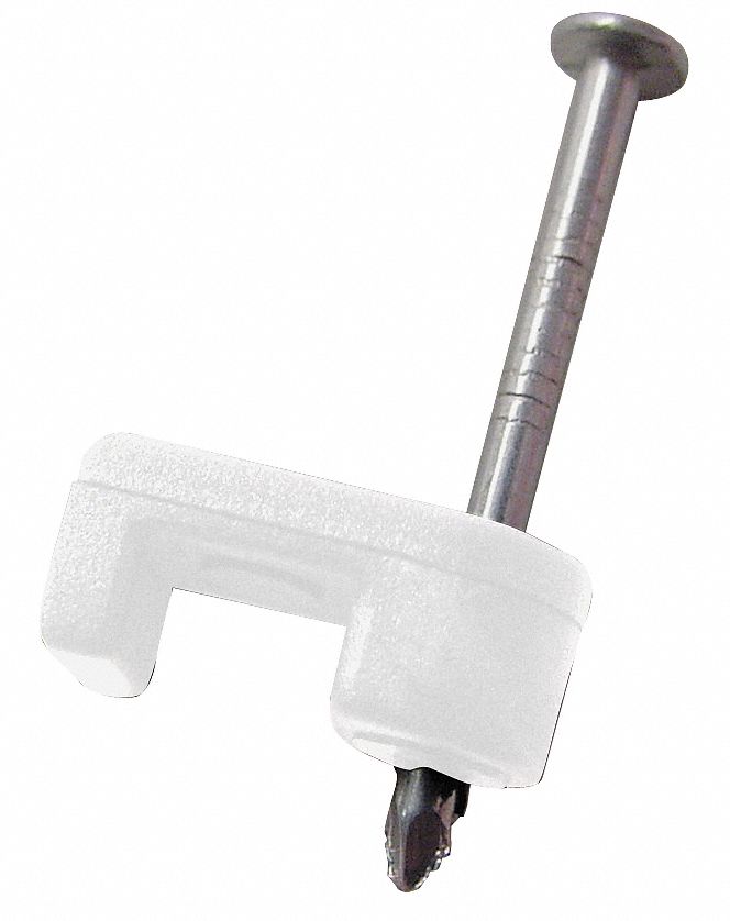 Cable Staple, 1/4In, Plastic, Coax, Pk100
