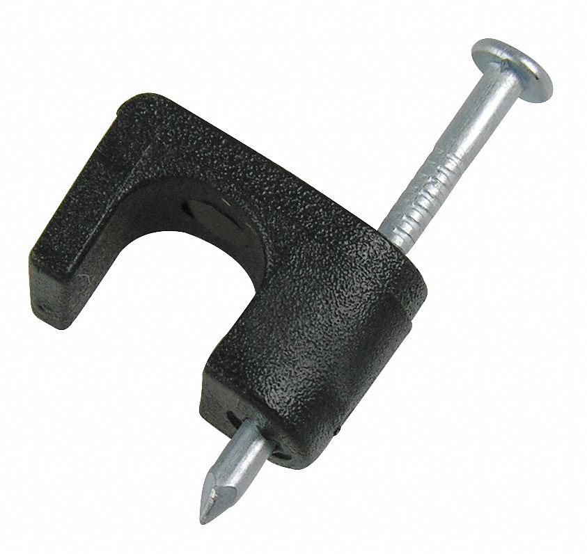Cable Staple, 1/4In, Plastic, Coaxial, Pk50