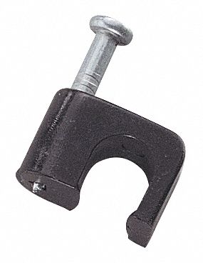 Cable Staple, 1/4In, Plastic, Coax, Pk100