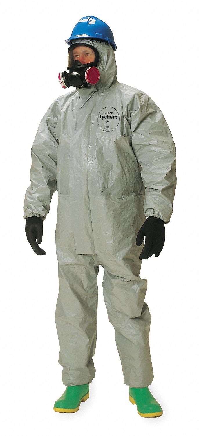 Hooded Tychem(R) F, Gray, Elastic, M, PK 6