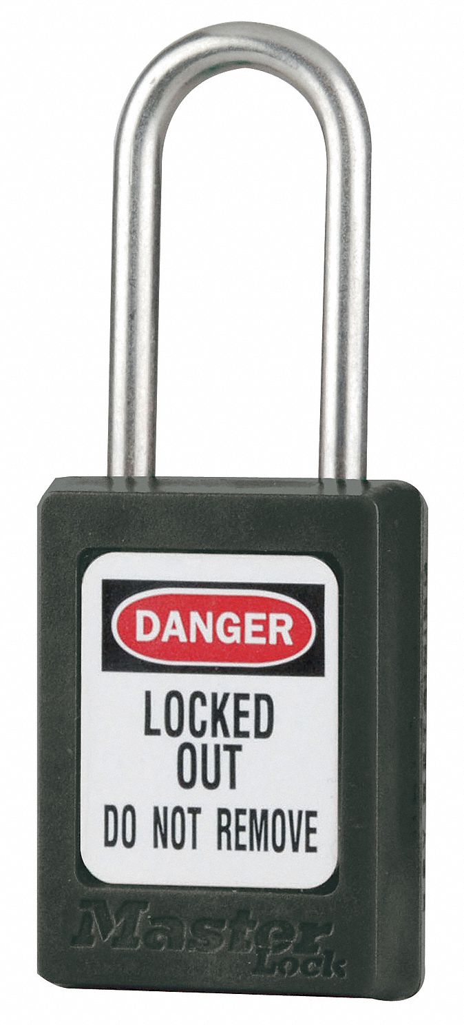 Lockout Padlock, KD, Black, 3/16 In. Dia.