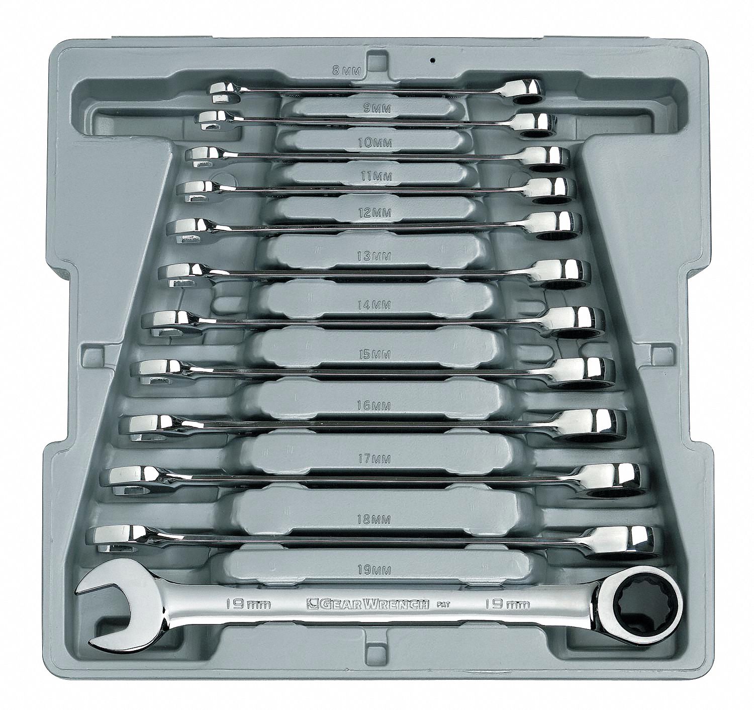Ratcheting Wrench Set, Metric, 12 pt, 12 PC
