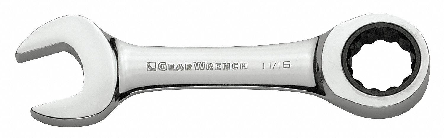 Ratcheting Combo Wrench, 12mm, Stubby