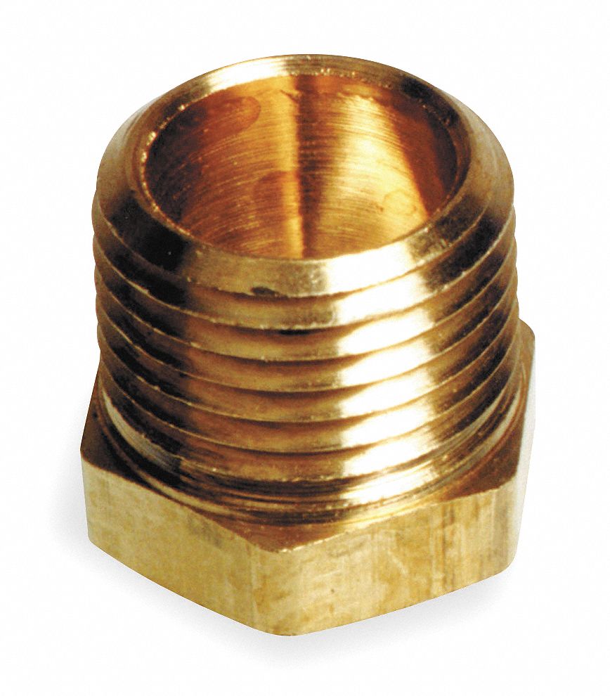 Hex Head Plug, 1/2 In, Brass, PK 10