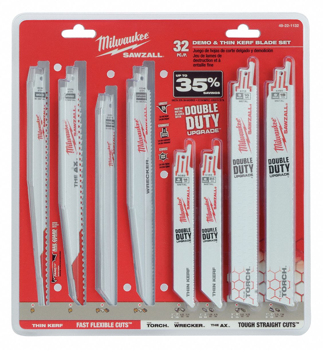 Reciprocating Saw Blade Set, 6, 9 In. L