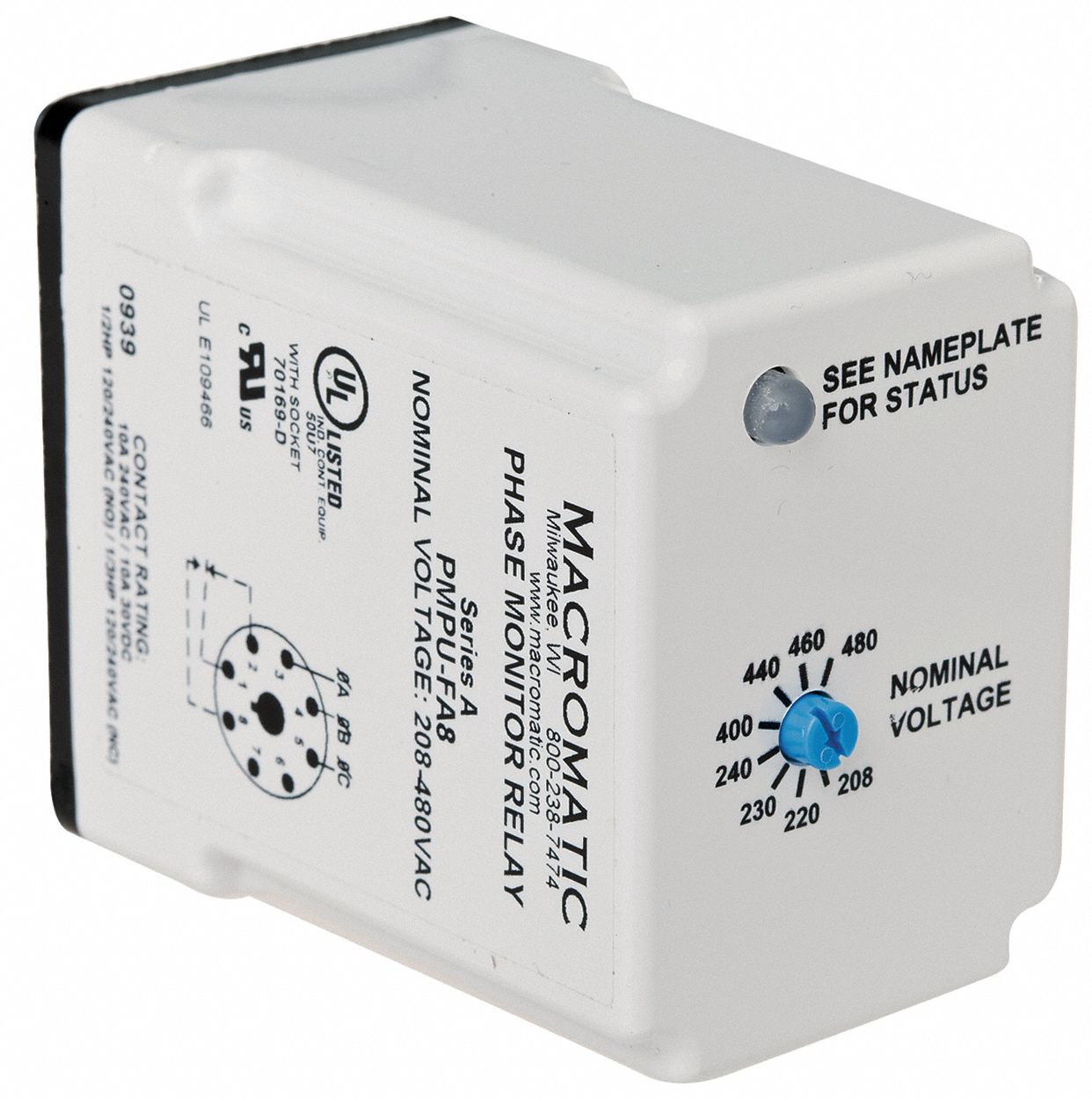 3-Phase Line Monitor, V Sense, 208-480VAC