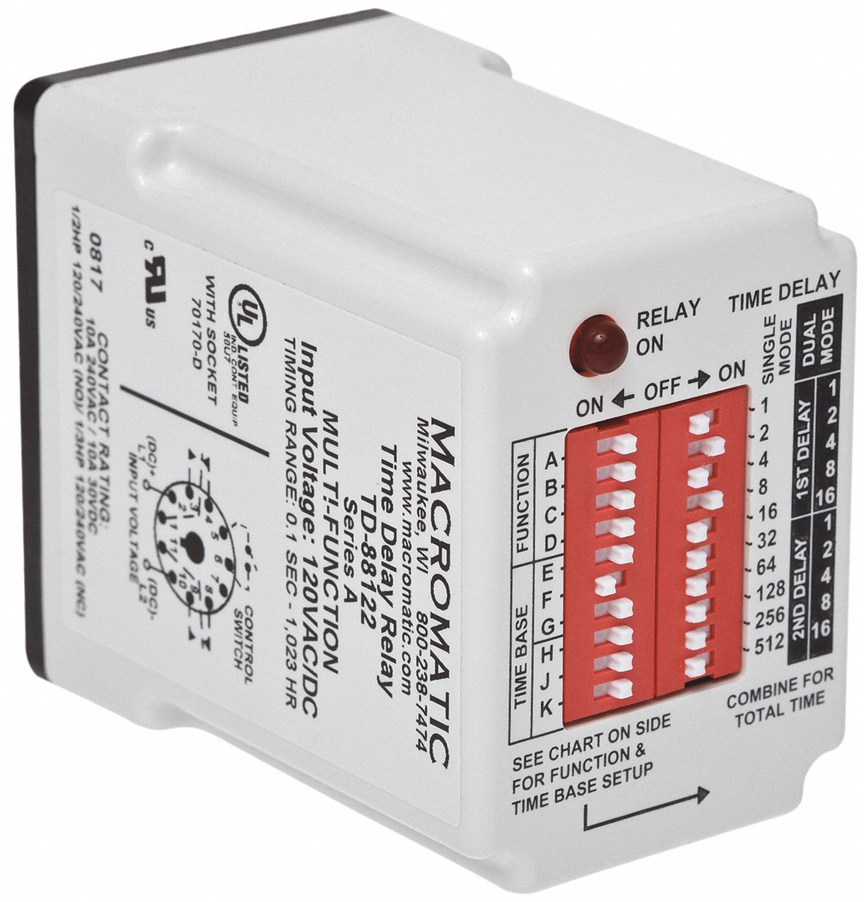 Time Delay Relay, SPDT, 24V, Multi Function