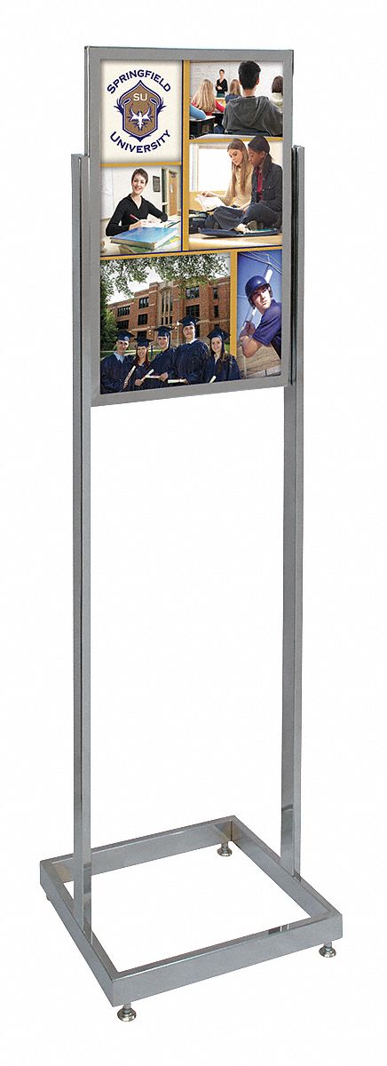 Sign Holder, Pedestal, 14x22, Alum, Chrome