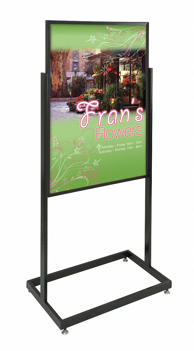 Sign Holder, Pedestal, 24x36, Alum, Black