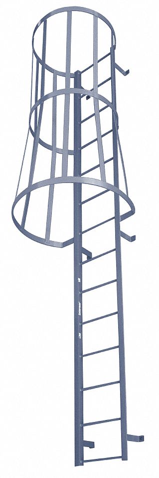 Fixed Ladder w/Safety Cage, 10 ft. 3 In H