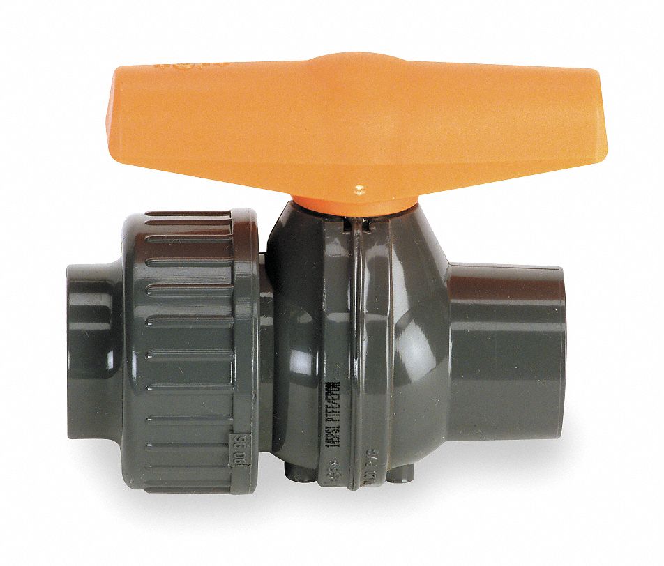 Ball Valve, 1/2 In Socket, PVC, EPDM Seal