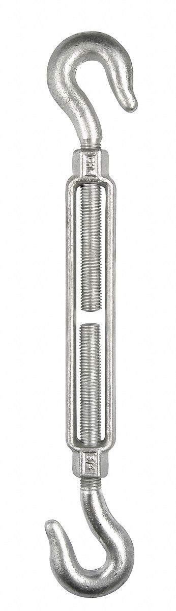 Turnbuckle, Hook & Hook, Galv, 1/2 x 9 In