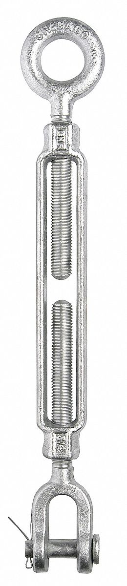 Turnbuckle, Jaw & Eye, Galv, 1 x 18 In