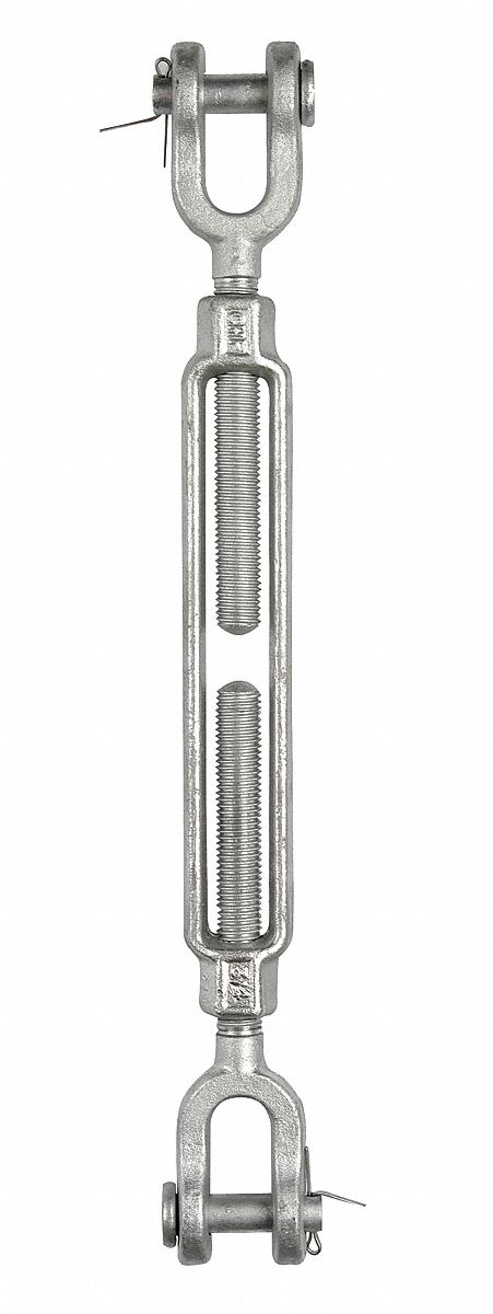 Turnbuckle, Jaw & Jaw, Galv, 1/4 x 4 In