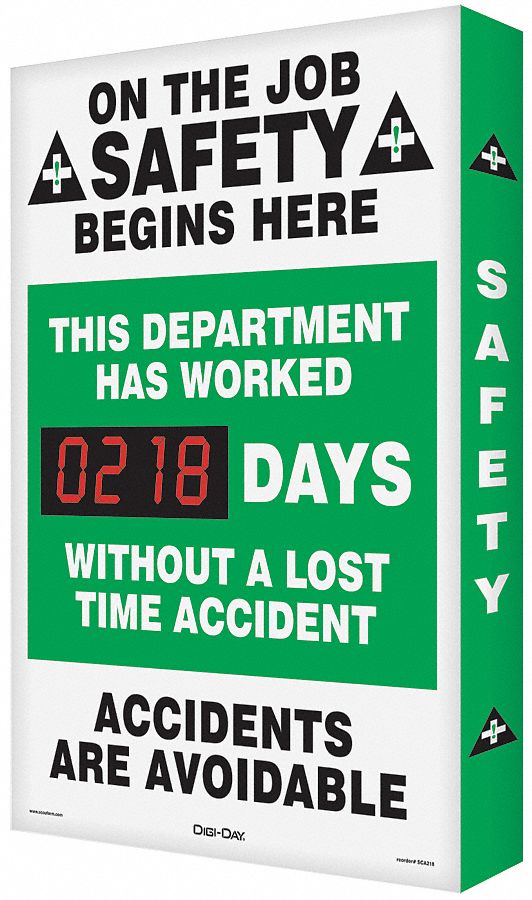 Safety Record Signs, 29 x 20In, AL, ENG