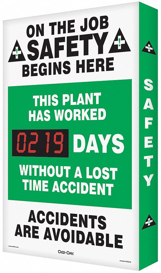 Safety Record Signs, 29 x 20In, AL, ENG