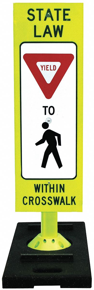 Yield to Pedestrians Sign, Portable Base