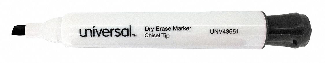 Dry Erase Marker, Chisel, Black, PK 12