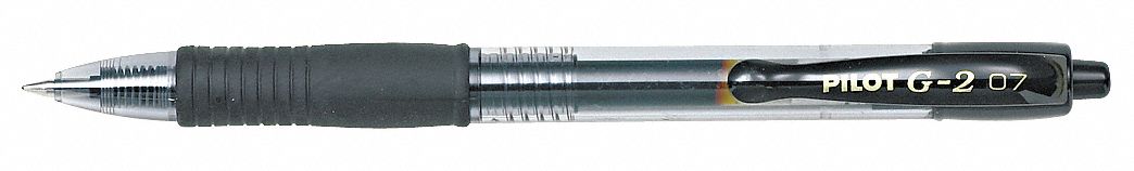 Gel Pen, Retractable, Fine, Black, PK 12