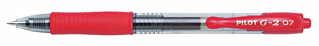 Gel Pen, Retractable, Fine, Red, PK 12