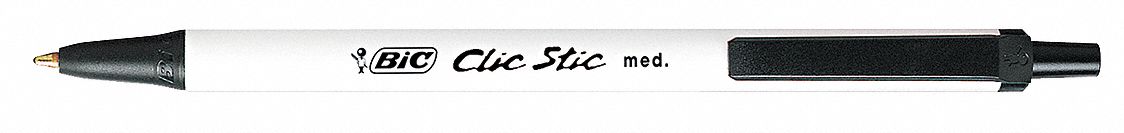 Ballpoint Pen, Retractable, Med, Blk, PK 12