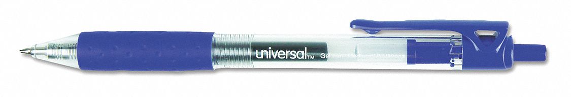 Gel Pen, Retractable, Medium, Blue, PK 12