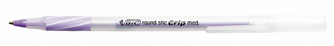 Ballpoint Pen, Stick, Medium, Purple, PK 12