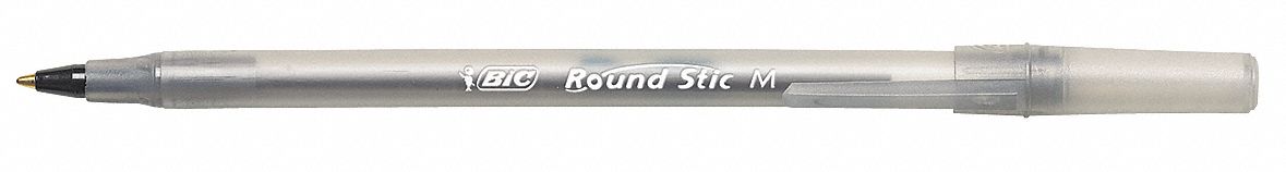 Ballpoint Pen, Stick, Medium, Black, PK 12