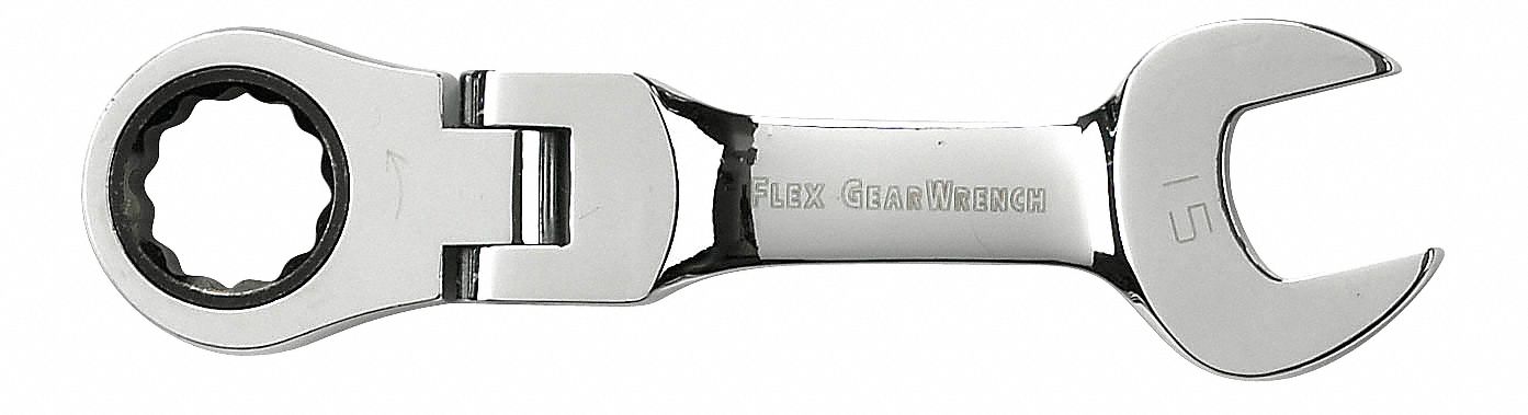 Ratcheting Combo Wrench, 15mm, Flexible