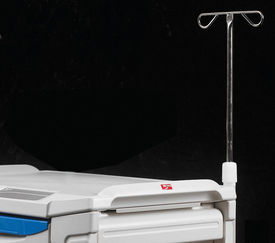 IV Pole, Cart Mounted, 1 Hook