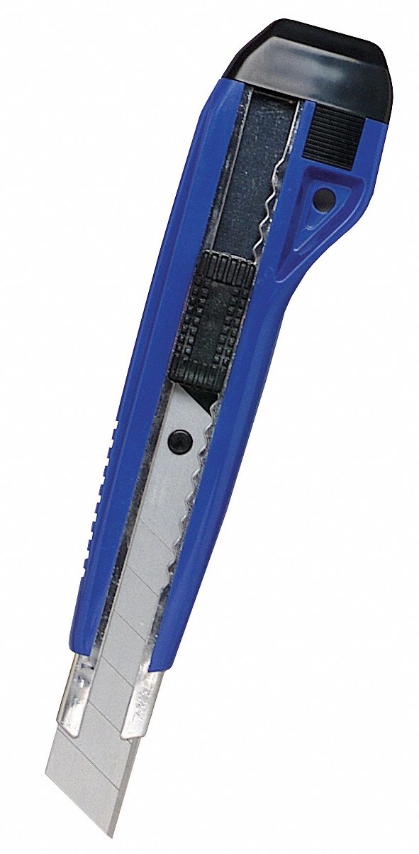 Snap-Off Utility Knife, Steel, Blue, 8 Seg