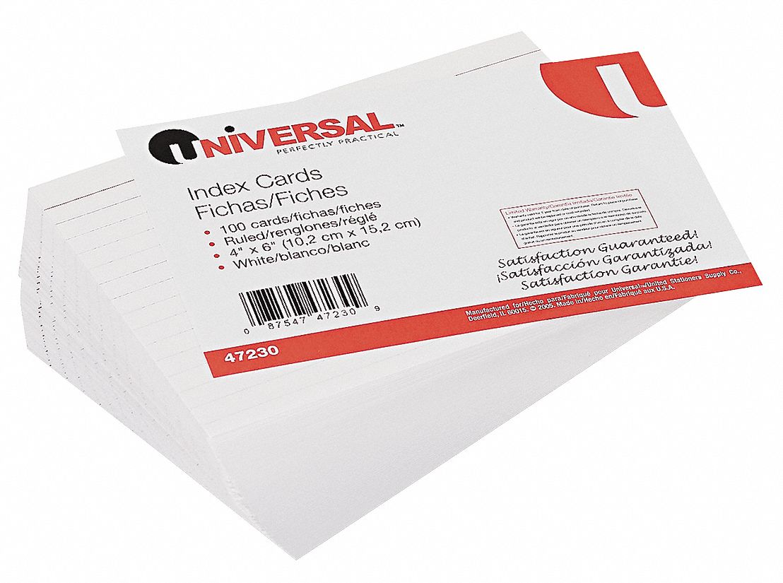Index Cards, Ruled, 4 x 6In.PK100