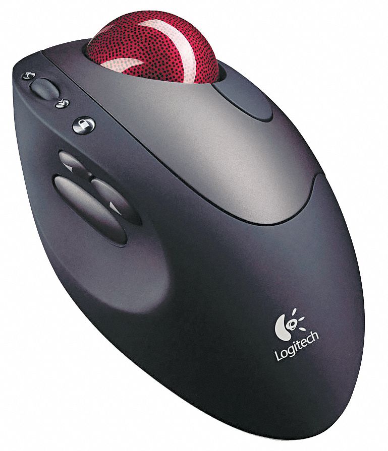 Trackball Mouse, Wireless, Optical, Black