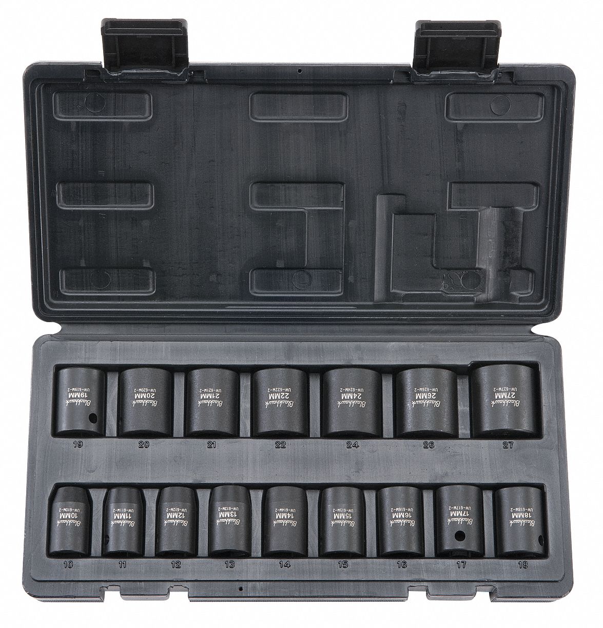 Socket Set, 1/2 In Dr, Metric, Impact, 16 Pc