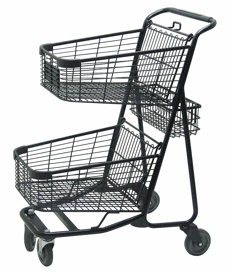 Two Tier Shopping Cart, 29 In. L, 300 lb.