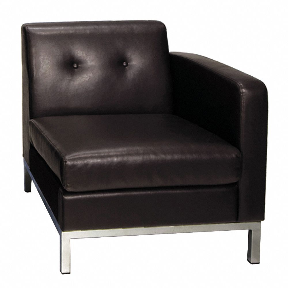 Chair, Rght Arm Facing, Espresso Faux Lthr