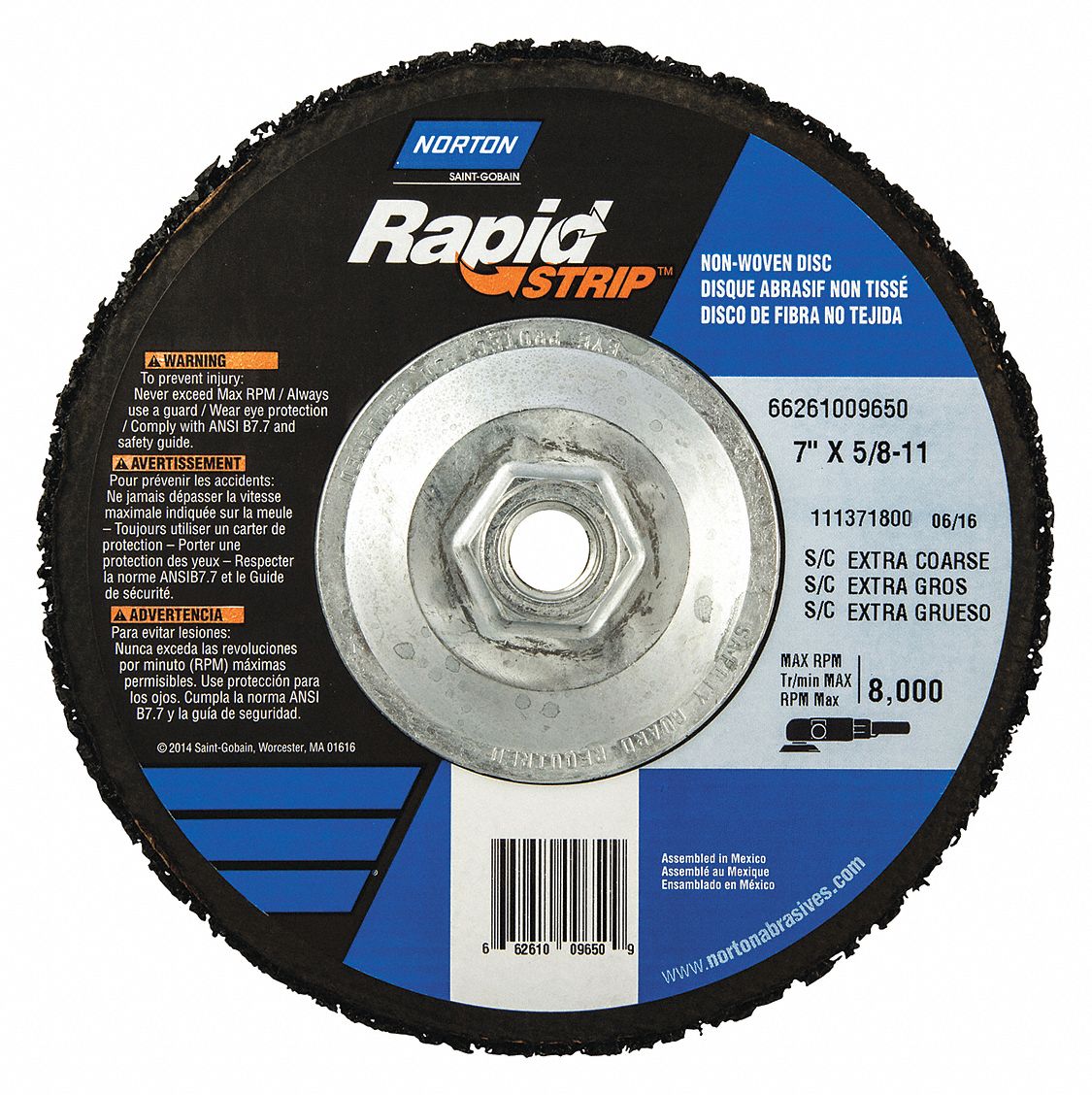 Depressed Center Wheel, T27, 4.5x5/8-11, SC