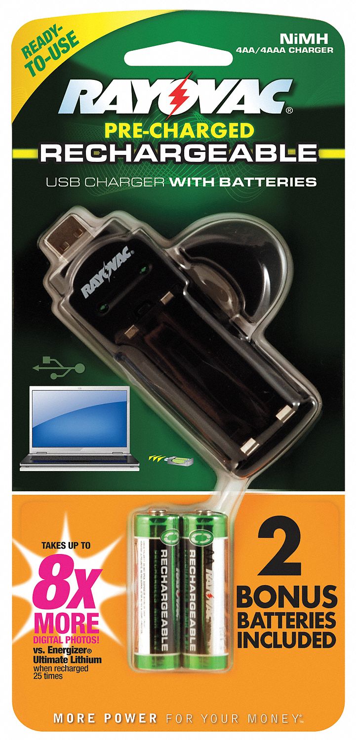 Battery Charger, USB Port, NiMH, NiCd