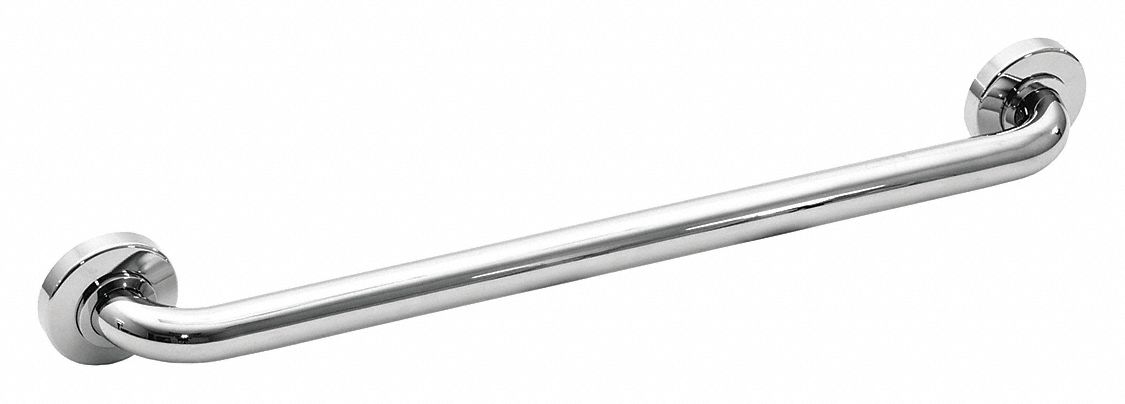 Grab Bar, SS, Silver, 18In L, 1-1/4In Dia.