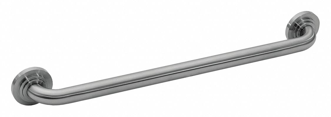 Grab Bar, SS, Silver, 18In L, 1-1/4In Dia.
